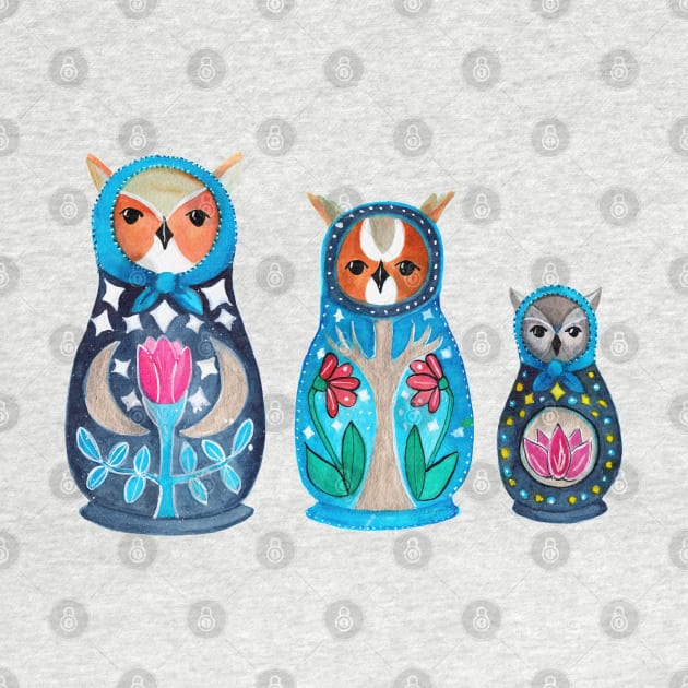 Owl Nesting Dolls - Set 3 by Peleegirl